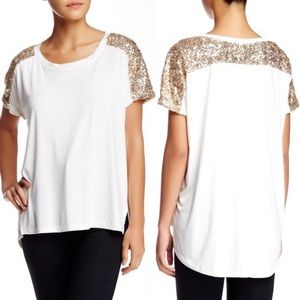 NWOT Madison Square Wilde Heart Sequin Accent Tee